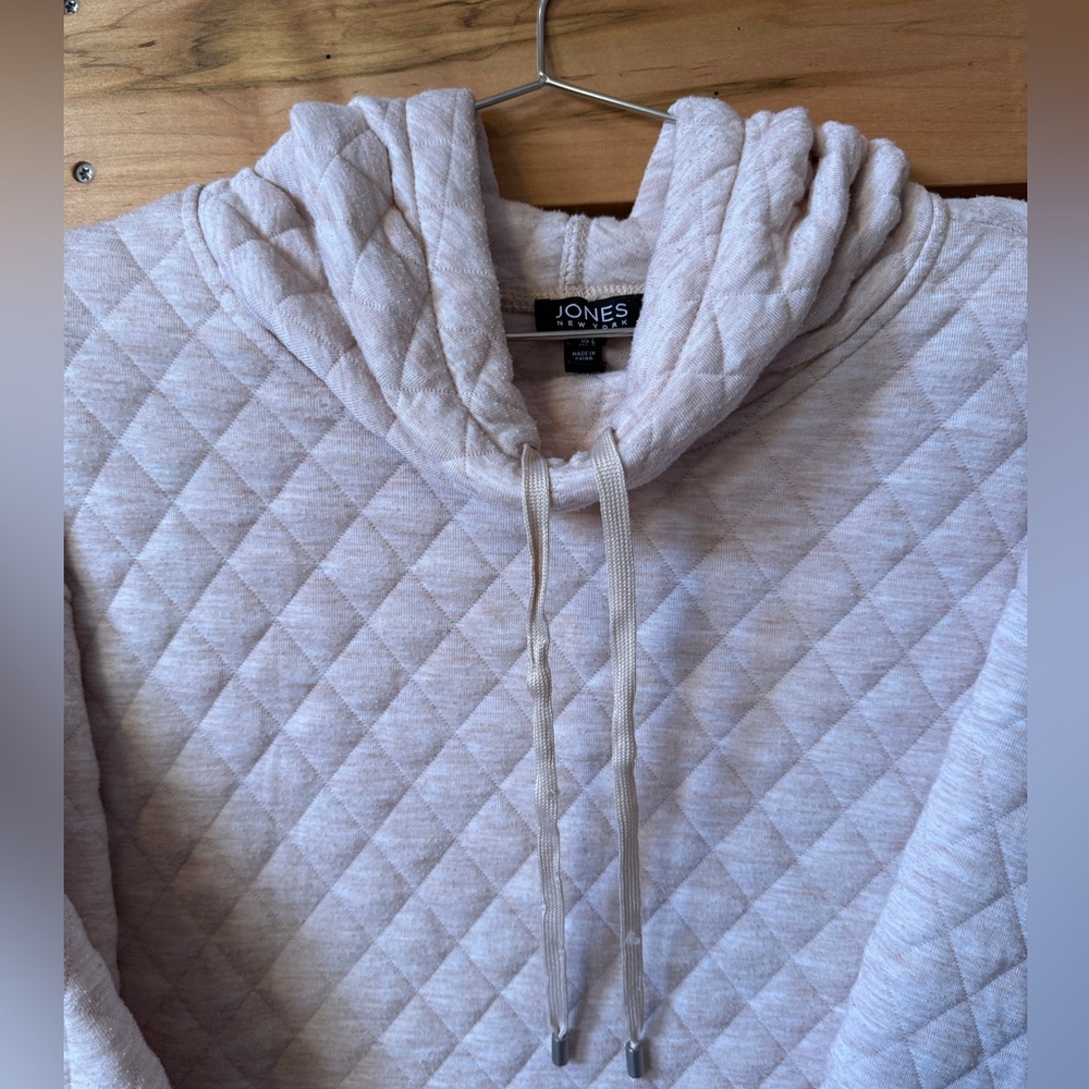 Jones New York Blush Quilted Cowl Neck Hoodie - Picture 3 of 7